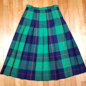Kinloch Wool Tartan Plaid High Waist Pleated Skirt